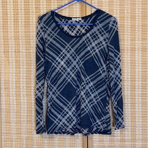 Aeropostale Womens XL Top Navy Gray Diamond Long Sleeves Streetwear Office Base